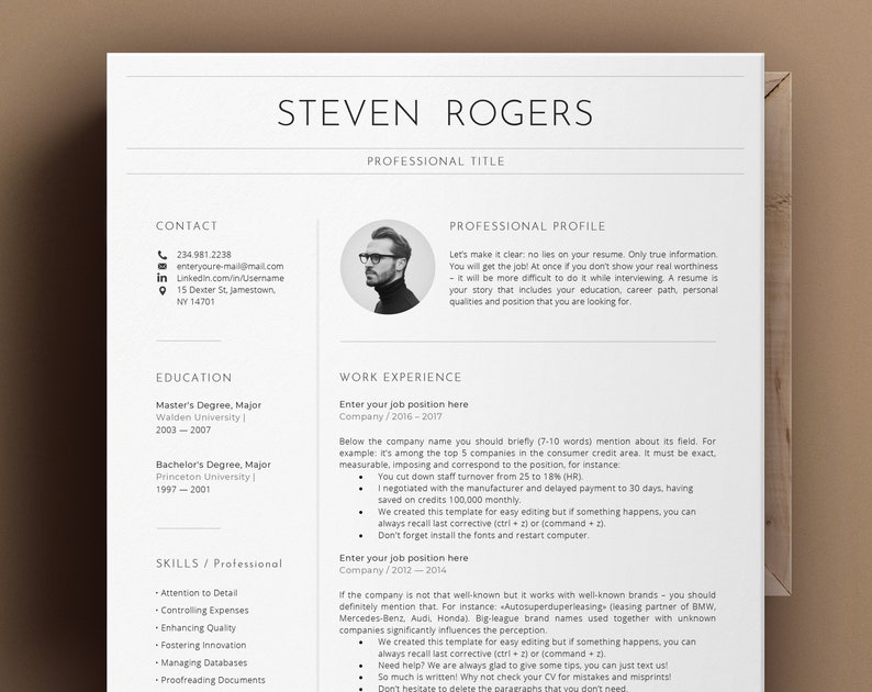 Curriculum vitae template, Information technology resume template instant download, Professional resume, Moderner Lebenslauf Vorlage image 1
