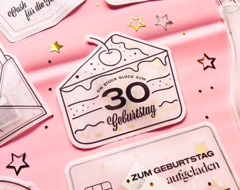 Schüttelkarte Geldgeschenk zum 30 Geburtstag, Geld Verpacken Zum Ausdrucken, Konfettitüte