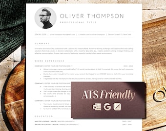 Professional ATS Resume Template Google Docs, ATS friendly Resume Word, Pages, Basic and Simple Resume with Photo, Clean ATS Cover letter