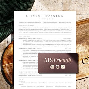 ATS Friendly Resume Template, Simple Ats Resume Google Docs, MS Word + Mac Pages, Professional and Modern Cv Template Minimalist, Clean CV