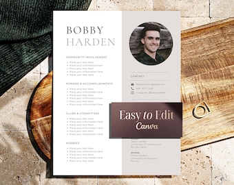 Sjabloon voor cv-cv broederschap canvas, voorbeeld cv rekrutering broederschap, cv Griekse broeder Rush met sollicitatiebrief, geschenk broederschap