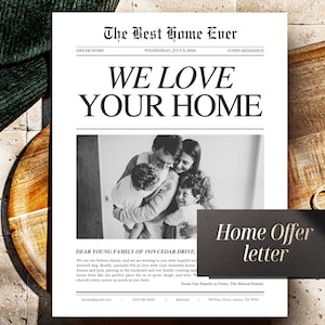 Modelo de carta de oferta de vivienda, Carta de oferta de vivienda familiar al vendedor, Nos encanta su casa, carta al vendedor, modelo de casa, diseño creativo y sincero