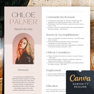 Beispiele für Sorority Resume, Muster, Sorority Resume Sorority Lebenslauf und Anschreiben Vorlage mit Foto, Sorority Lebenslauf Paket, Rush Lebenslauf
