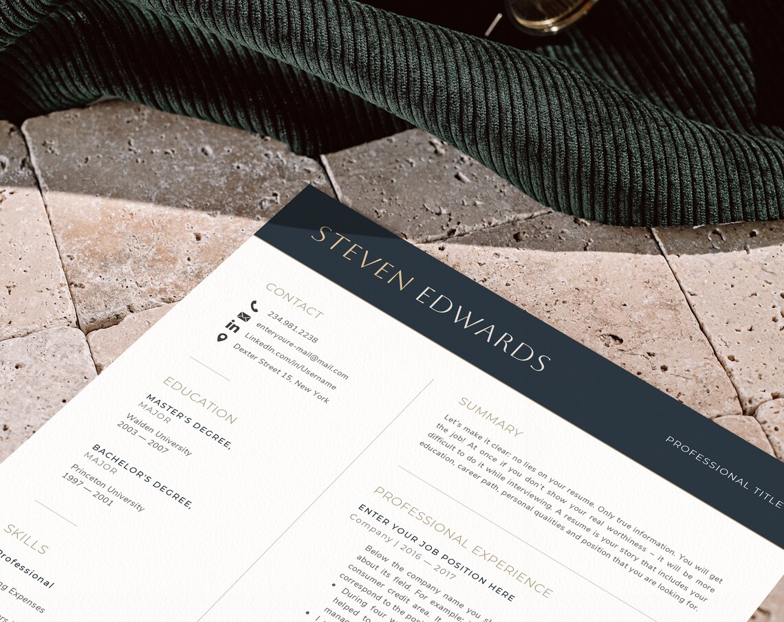 Compact Cv Format Editable Resume Template Compact Cv Template, Professional Resume ...