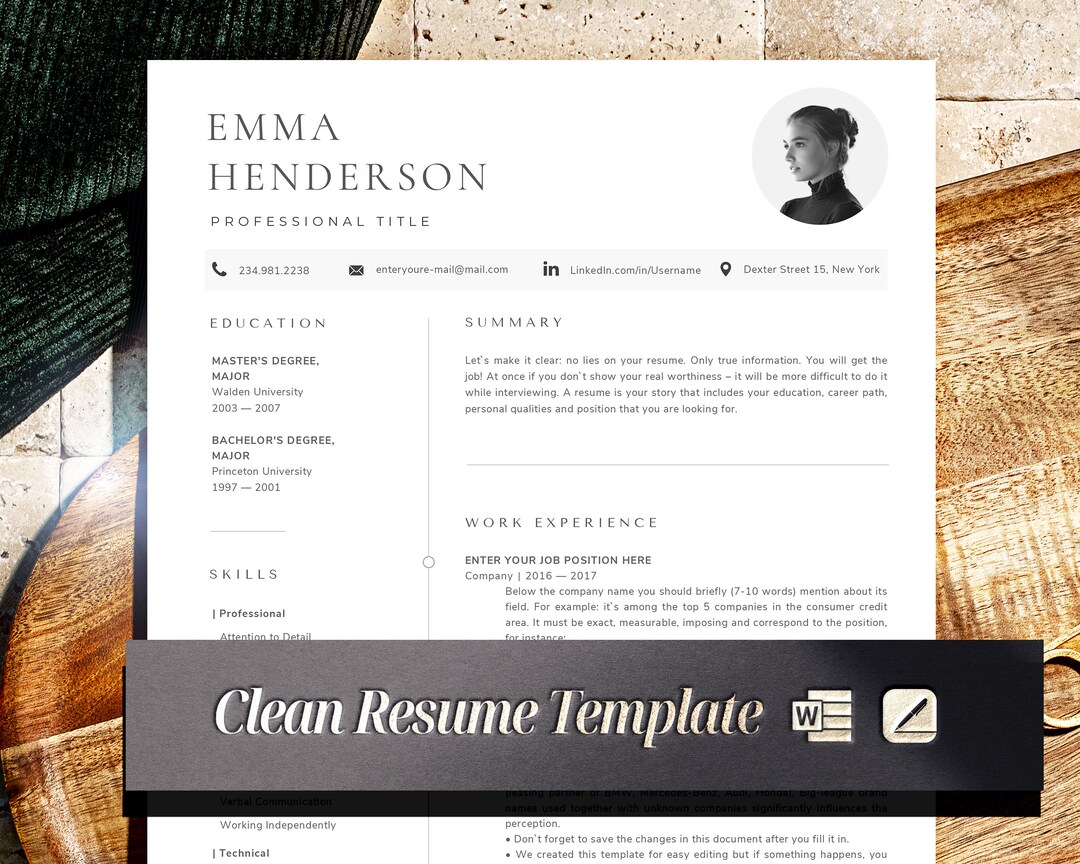 English Cv Template, American Modern Resume Template, Professional