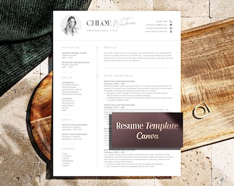 Modello di CV creativo per Canva con foto – Modello di curriculum vitae e lettera di presentazione di 3 pagine