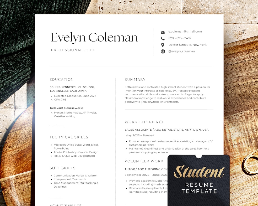 Professional High School Resume Template Canva, Modern and Creative ...