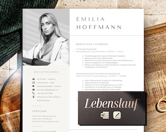 Bewerbungsvorlagen - Lebenslauf Vorlage Deutsch Word und Apple Pages | Professioneller Lebenslauf 2024, Tabellarischer Design, Bewerbung