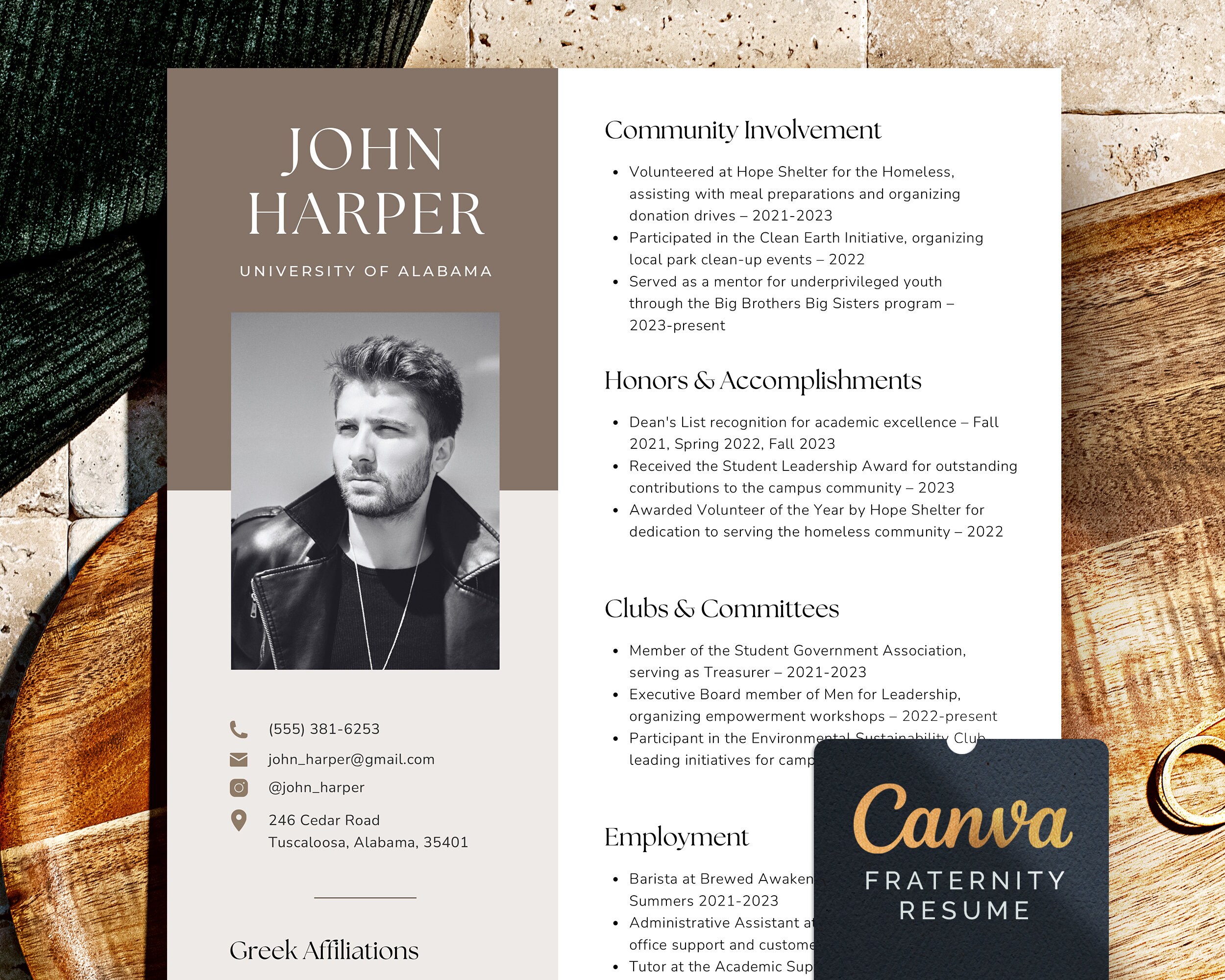 Fraternity Resume Template Fraternity Rush Resume Canva Minimalist