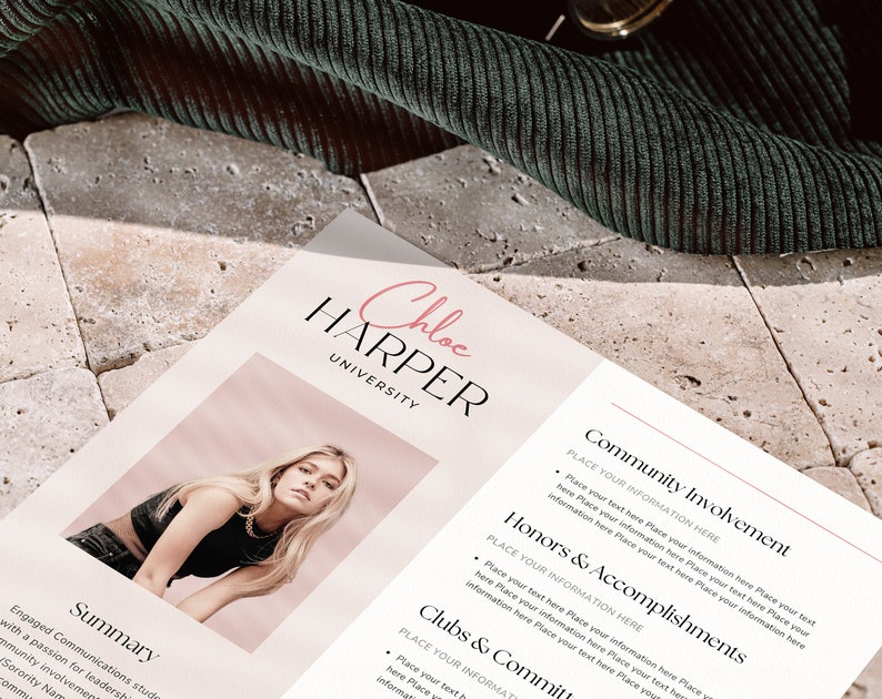 Sorority Resume Template With Photo - Il 794xN.5907898638 4w2g