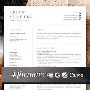 Modelo de currículo para download instantâneo Google Docs, Word e Pages, modelo de currículo Canva, currículo personalizável e carta de apresentação grátis, currículo moderno de 3 páginas