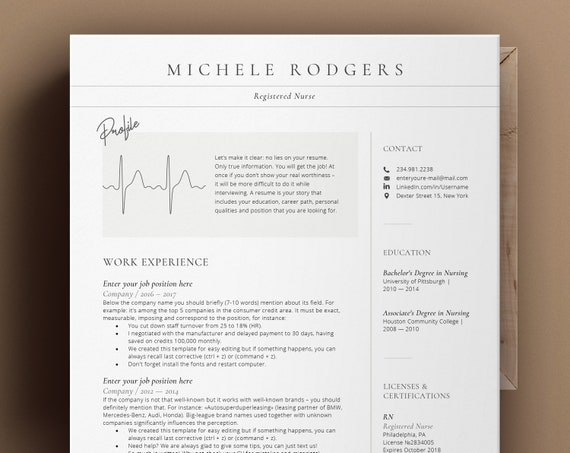 Modello di curriculum infermieristico Modello di curriculum - Etsy Italia