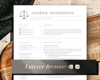 Plantilla de currículum legal: abogado, asistente legal, auxiliar jurídico (Word, Pages)