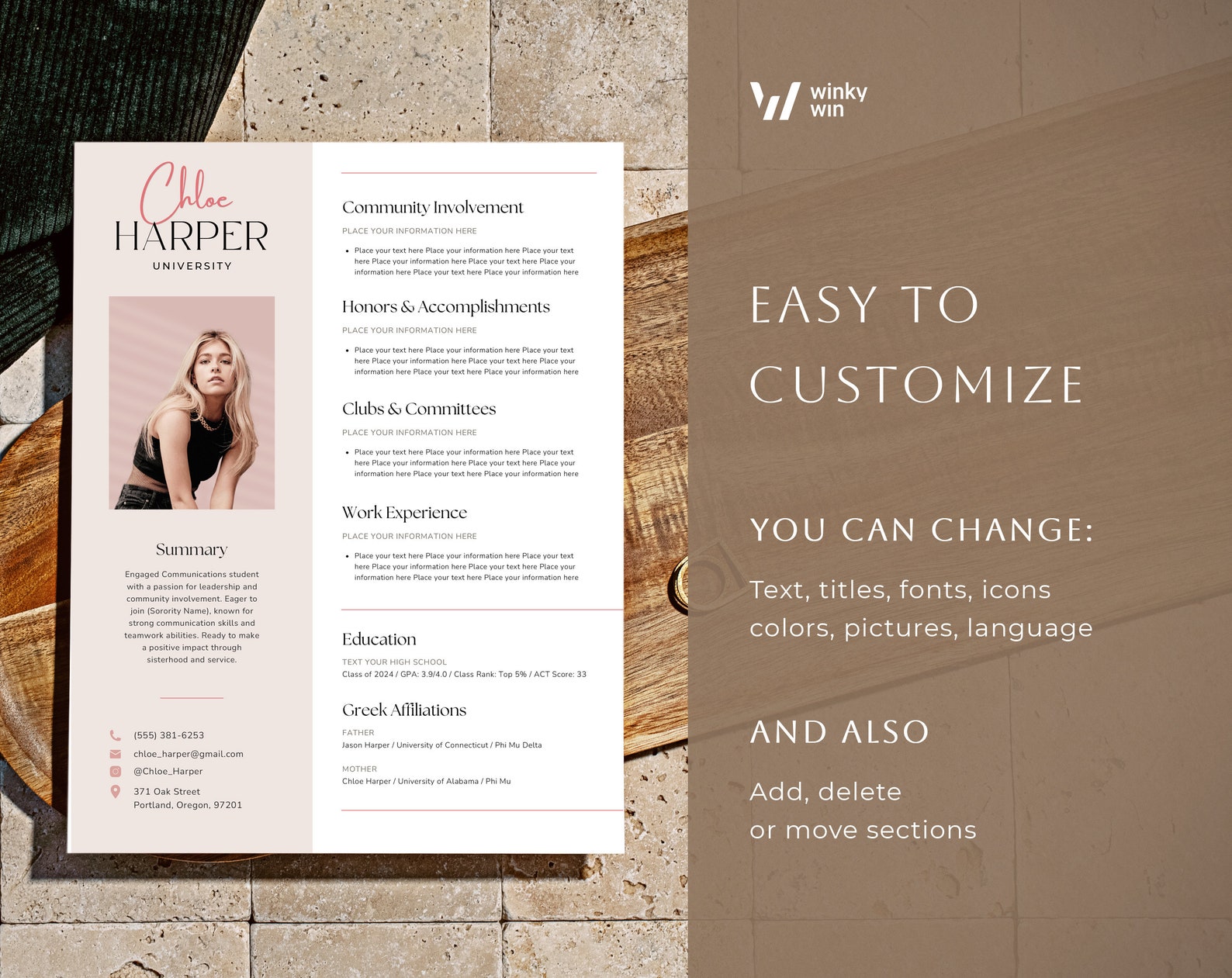 Sorority Resume Template With Photo - Il 1588xN.5955981959 Mz0v 