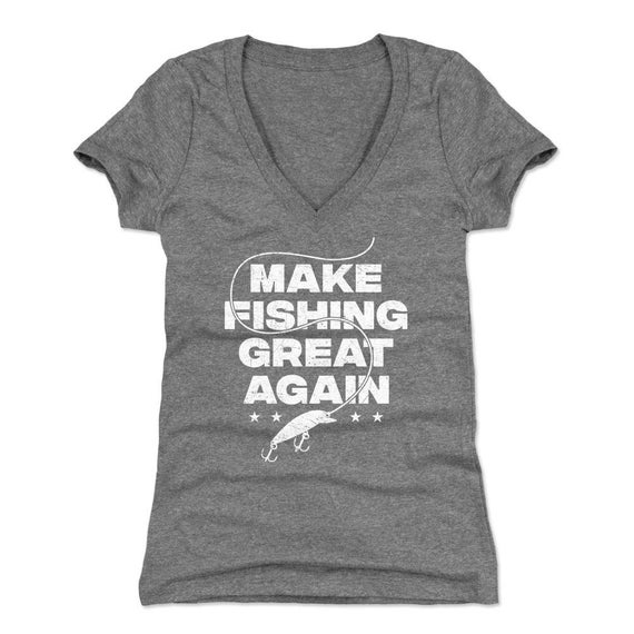 Funny Fishing Women's V-neck T-shirt Funny Outdoors Make Fishing Great  Again WHT -  Canada
