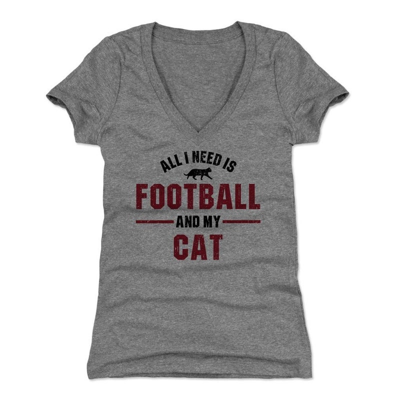 Cats Animals All I Need Is Football And My Cat Funny Cat Women/'s V-Neck T-Shirt