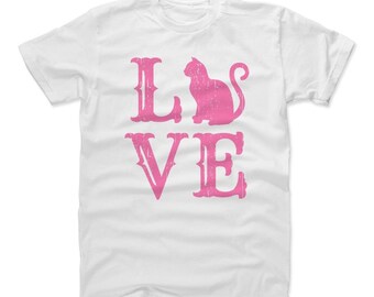 Cat Lover Men's Cotton T-Shirt - Cats Animals Cat Love Silhouette