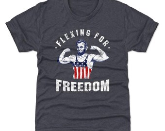 American Pride Kids T-shirt - America Usa Flexing For Freedom Wht