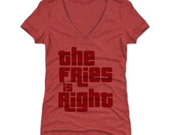 French Fries Women's V-Neck T-Shirt - Funny Food Lifestyles The Fries Is Right