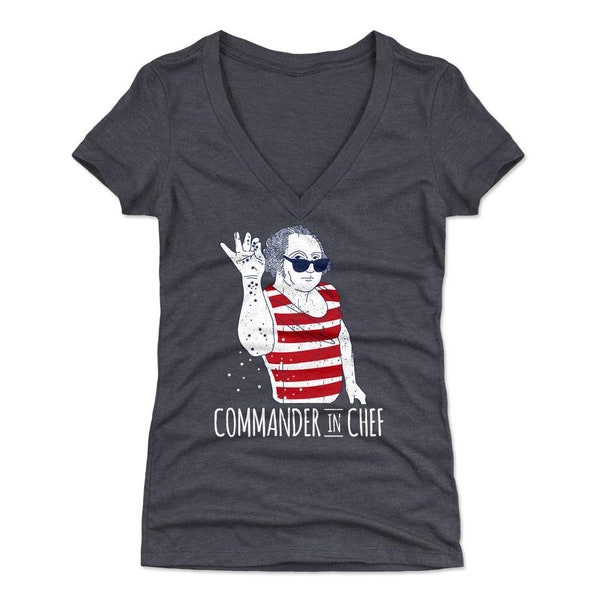 George Washington Women's V-neck T-shirt - Chef Usa Commander In Chef Wht