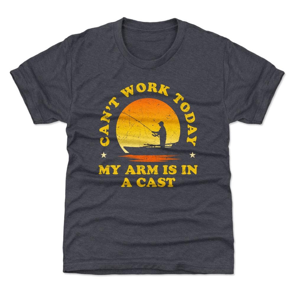 Funny Fishing Kids T-shirt - Funny Outdoors Cant Work Today My Arm Is In A Cast Wht