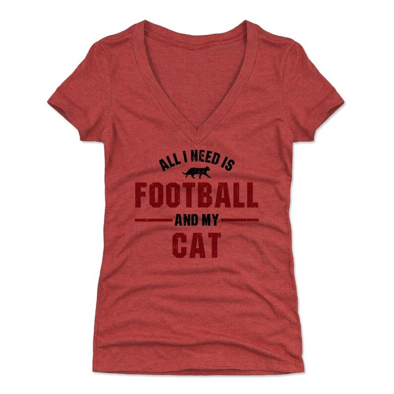 Cats Animals All I Need Is Football And My Cat Funny Cat Women/'s V-Neck T-Shirt