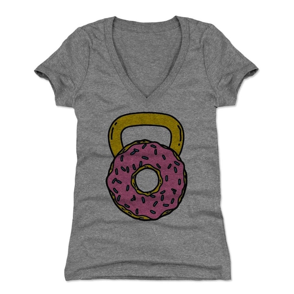 Donut Women's V-Neck T-Shirt - Funny Workout Lifestyles Kettlebell Donut