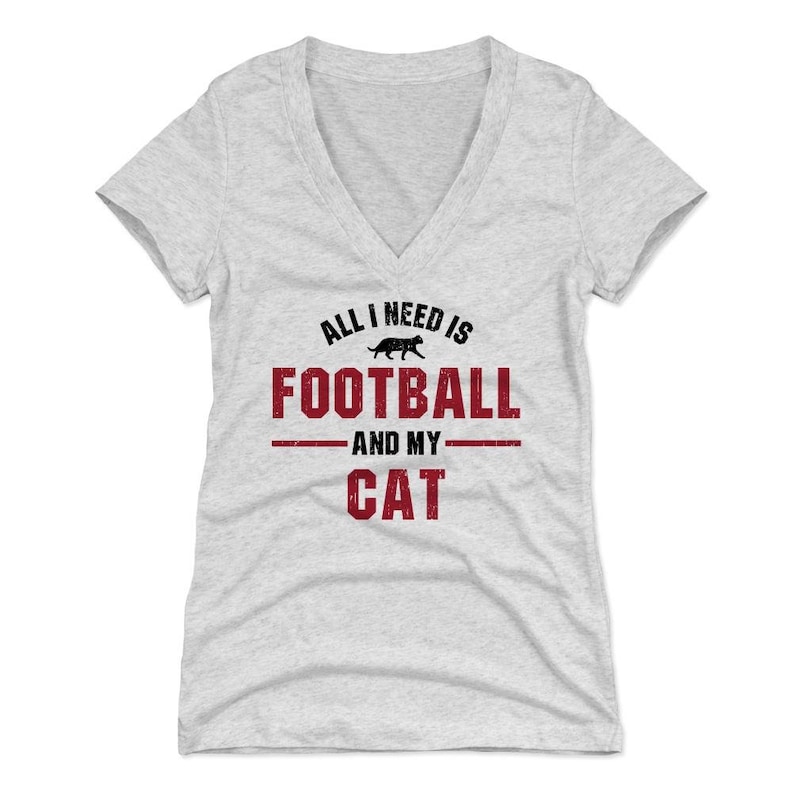 Cats Animals All I Need Is Football And My Cat Funny Cat Women/'s V-Neck T-Shirt