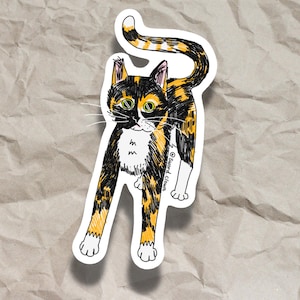 Sticker chat calicot idiot en vinyle