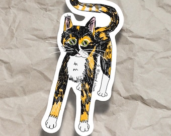 Silly Calico Cat Vinyl Sticker