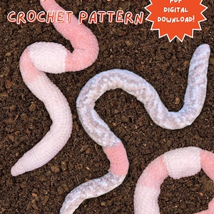Giant Plush Worm Crochet PATTERN - Digital Download ONLY