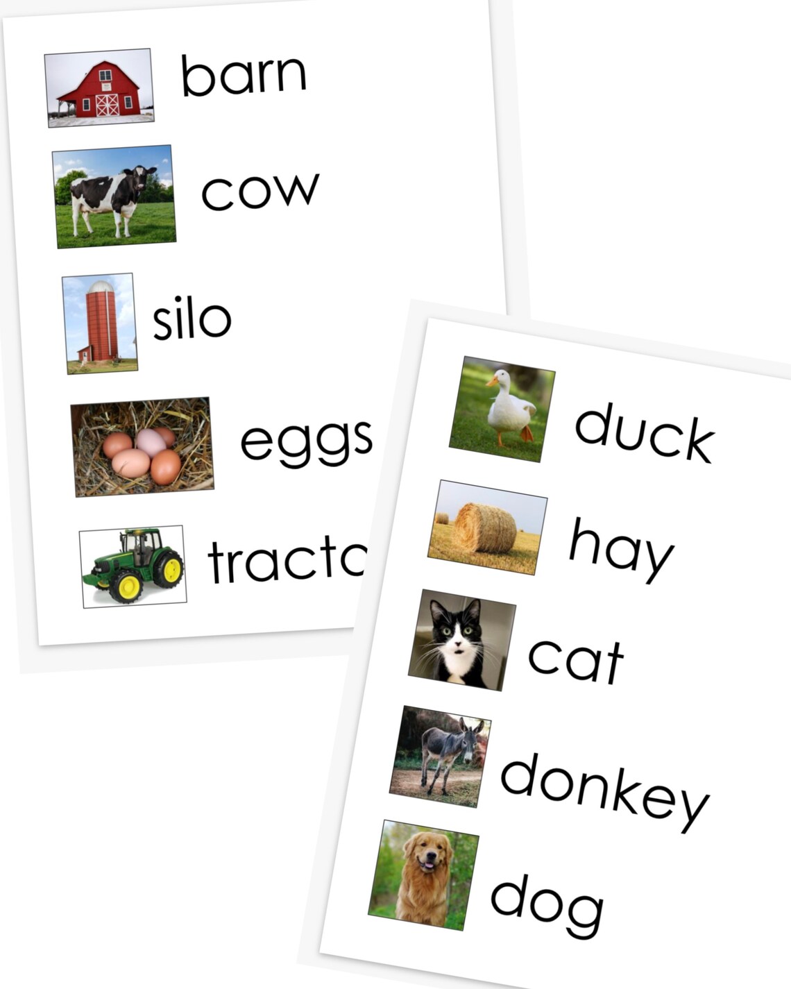 30 Farm Words Real Photos Animals Word Wall PreK Preschool Etsy