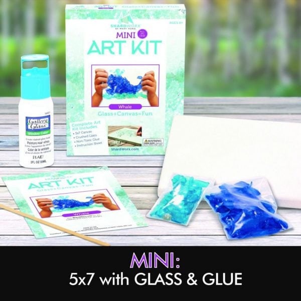 Mini DIY Glass Wall Art Crafts - Coastal Beach Gifts - Crushed Glass Canvas - Little Young Kids Gifts - Kids Craft - ShardWorx® Mini Art Kit