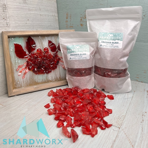 Rocket Red 1.5 LBS Crushed Glass ShardWorx® Art from Shard Shop - Glass Art - Mosaic - Decor - DIY - Vase FIller - Wedding Decor