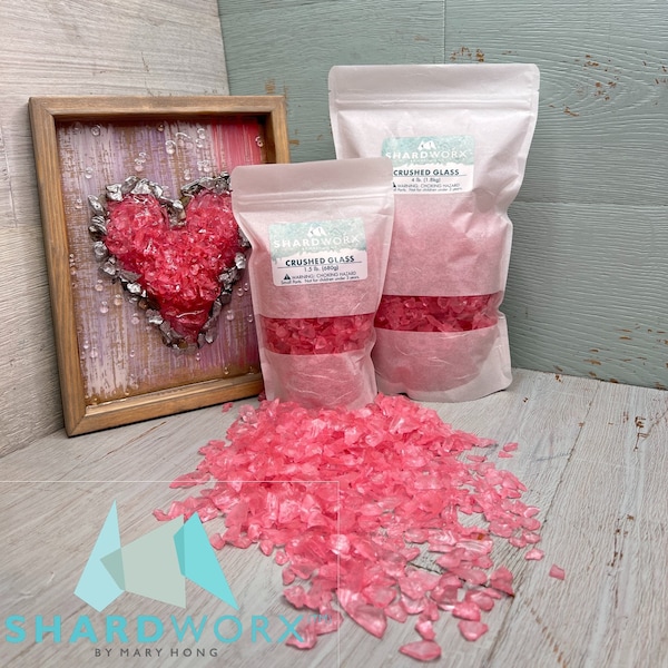 Pretty Ballet Pink 1.5 LBS Crushed Glass ShardWorx® Art from Shard Shop - Glass Art - Mosaic - Decor - DIY - Vase FIller - Wedding Decor