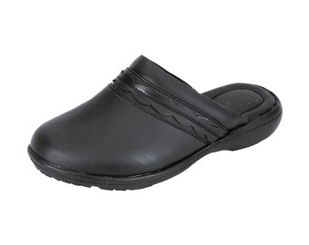 black leather nursing shoes