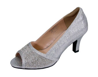 wide fit silver bridesmaid shoes