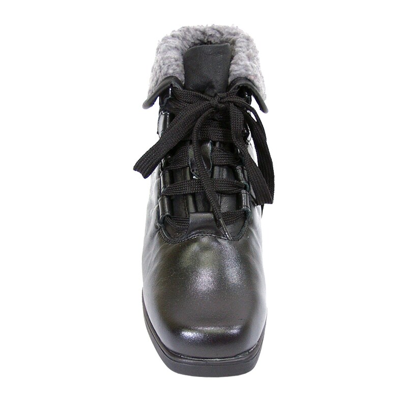PEERAGE Hazel Women Wide Width Leather Casual Dress Lace Up Bootie