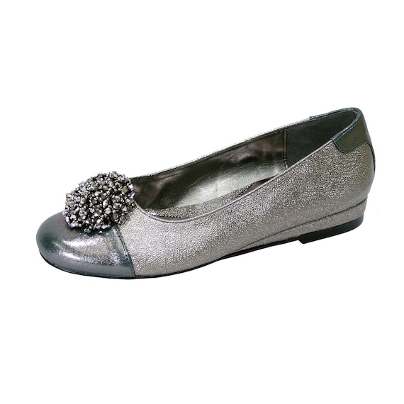 silver ballet flats wide width