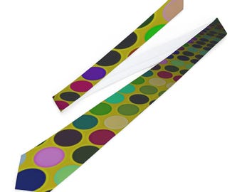 Disco Dot Polka Dot Necktie – Colorful Retro Tie for Men – Funky Party Neckwear Accessory