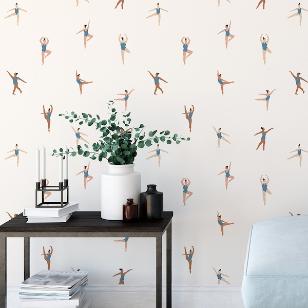 White Ballerina Self Adhesive Wallpaper | Abstract Peel and Stick | Minimalist Mural