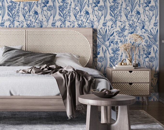 Red Rose Peel and Stick Wallpaper Sketch Floral Self Etsy