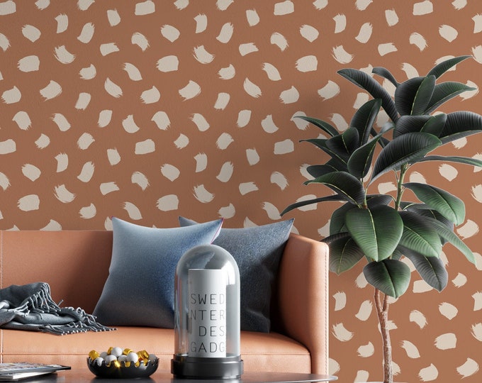 Burnt Orange Leaf Wallpaper Peel and Stick Terracotta Art - Etsy