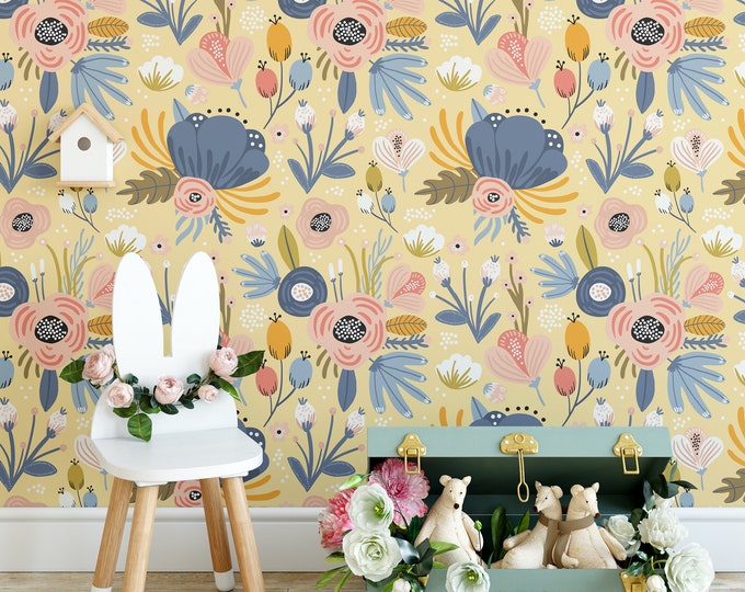 Red Rose Peel and Stick Wallpaper Sketch Floral Self Etsy