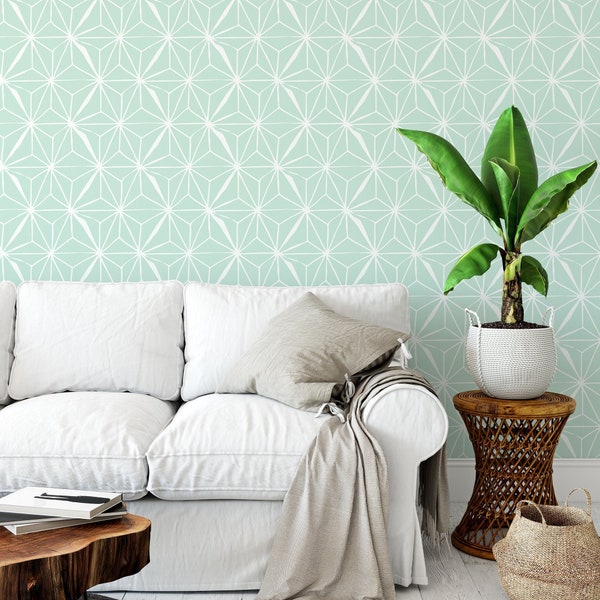 Green Geometric Wallpaper - Etsy