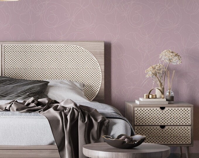 Red Rose Peel and Stick Wallpaper Sketch Floral Self Etsy