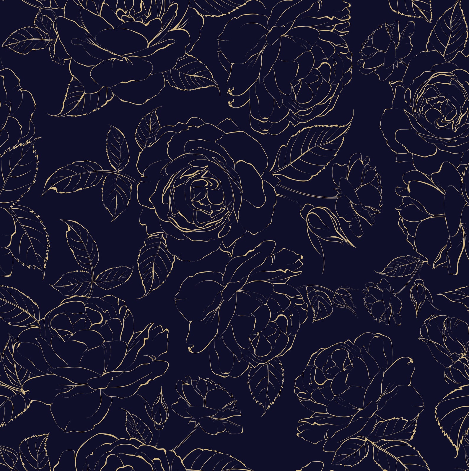 Navy Blue Floral Wallpaper Peel And Stick Peony Self | Etsy