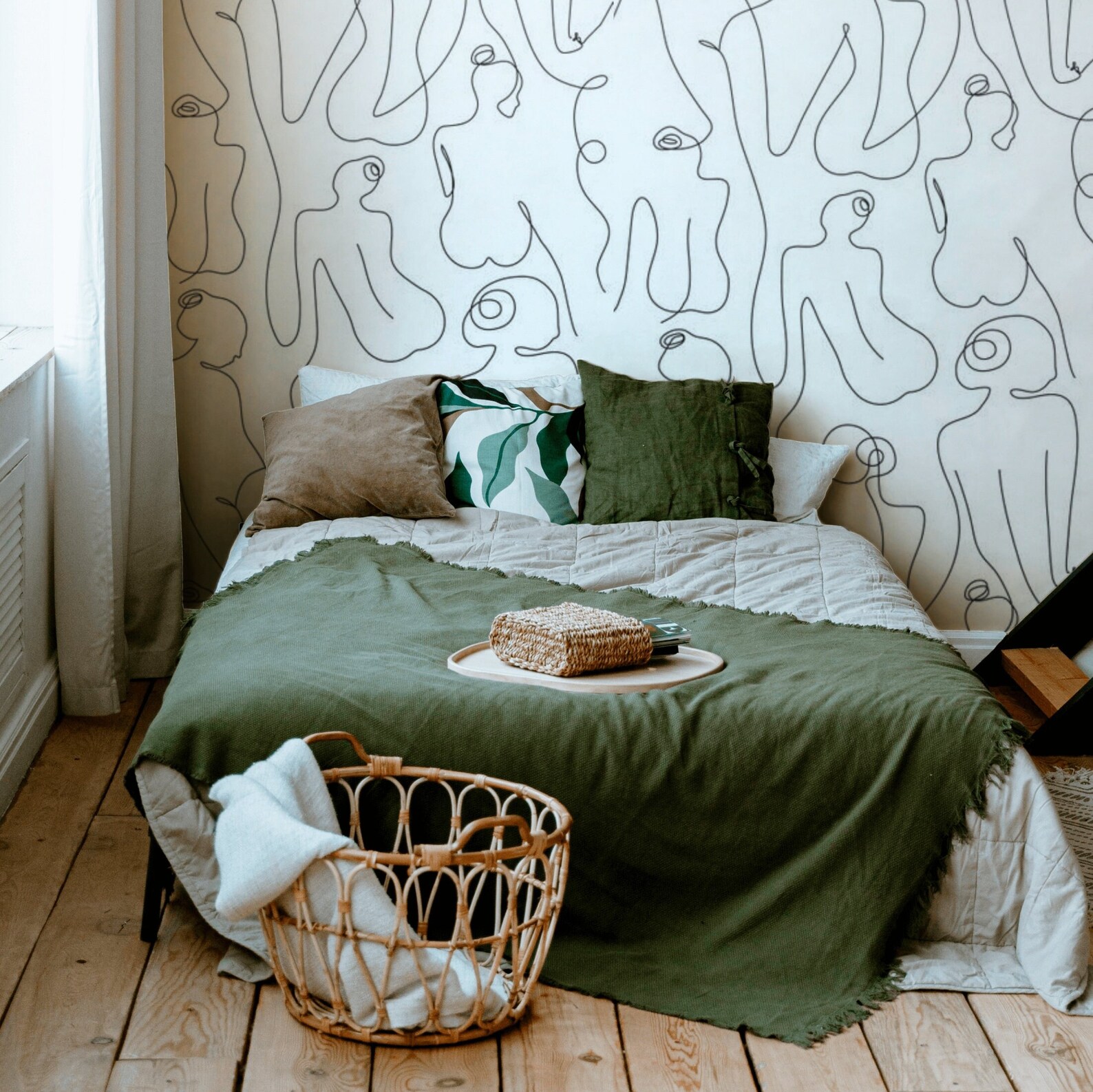 Female Body Line Wallpaper Naked Women Silhouette Pattern in - Etsy