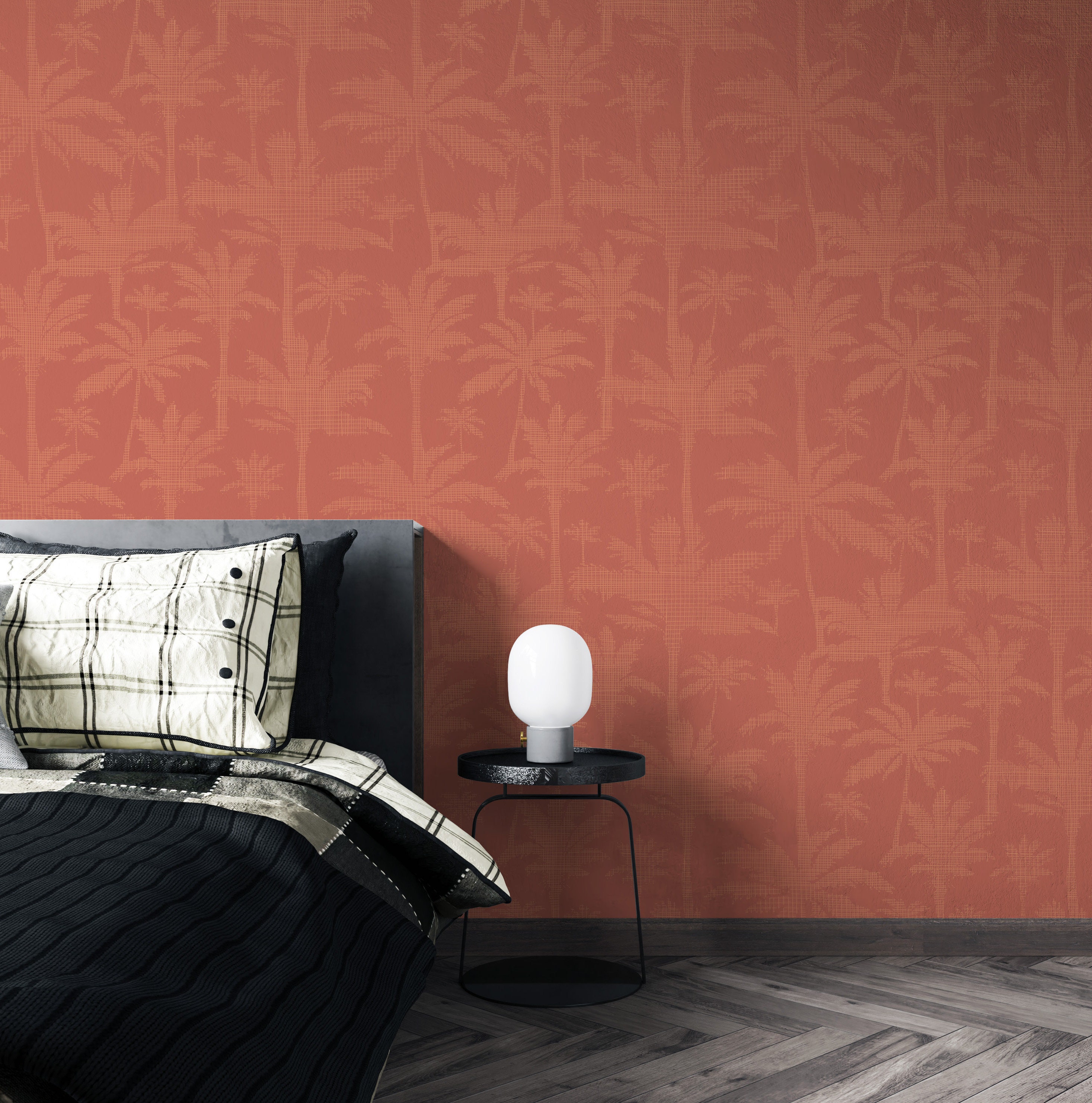 Burnt Orange Palm Wallpaper Peel and Stick Terracotta Self - Etsy