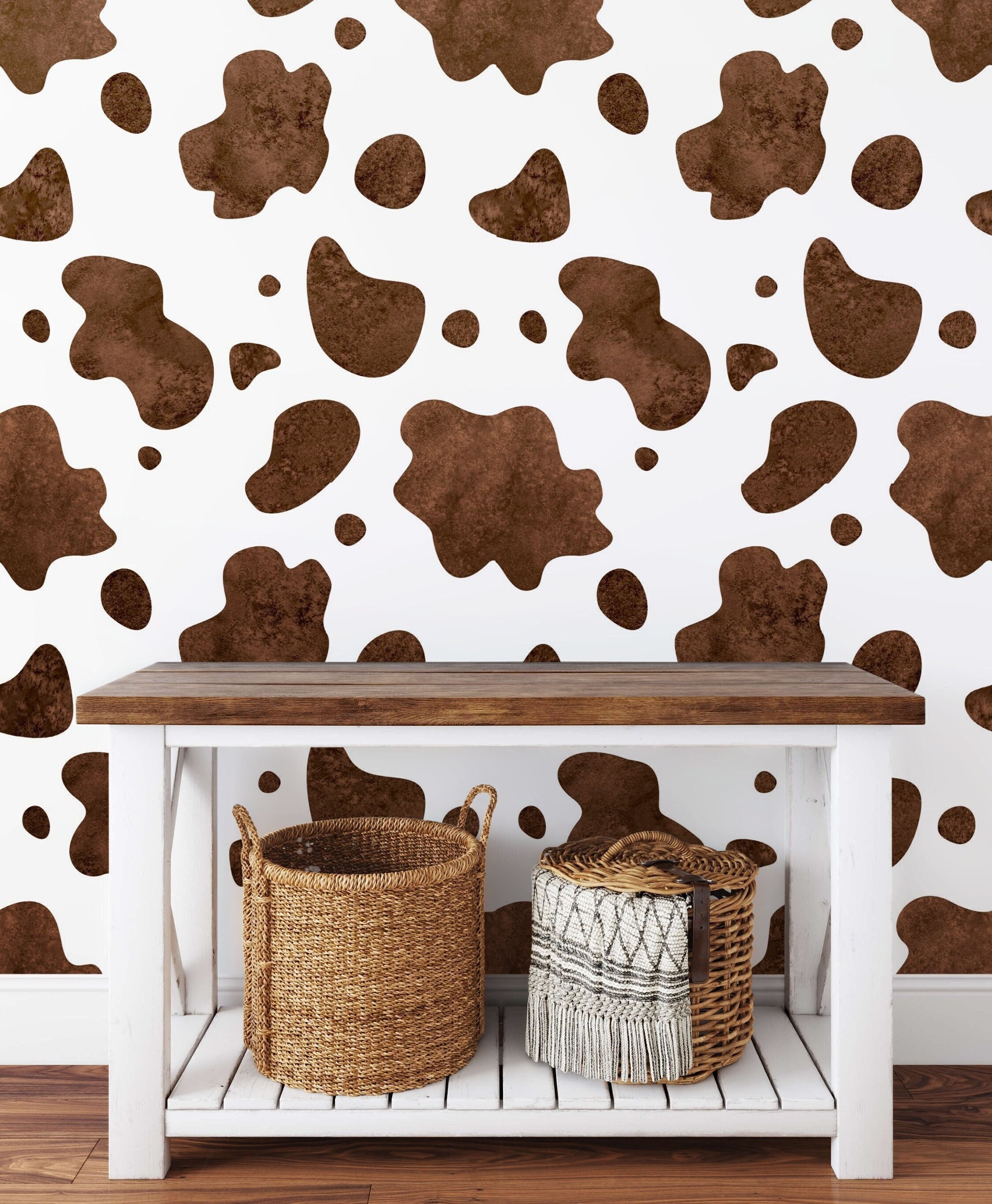 Cowhide Mural, Cow Print Wallpaper for Walls